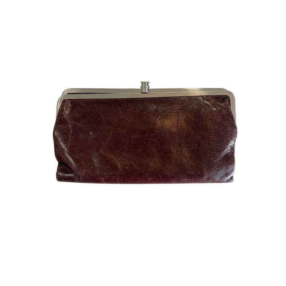 Hobo International Double Frame Wallet Brown Distressed‎ Leather Clutch
